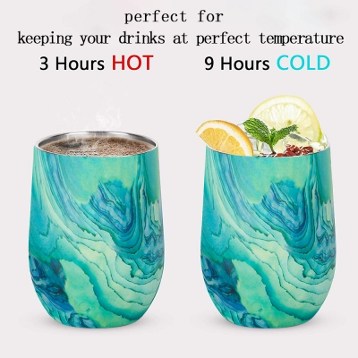 Amazon top seller 12oz stainless steel double wall insulated wine tumbler egg shape mugs with BPA free lid