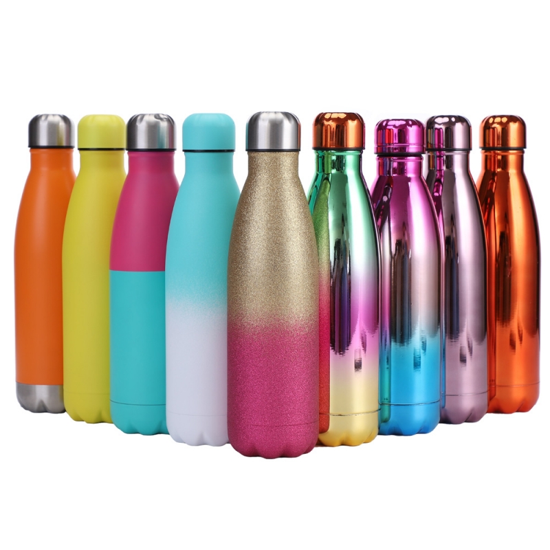 500ml vacuum sport double wall copper stainless steel thermo cola shape drink insulated water bottles with custom logo