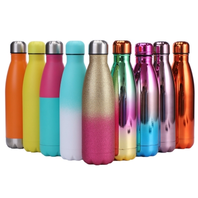 500ml vacuum sport double wall copper stainless steel thermo cola shape drink insulated water bottles with custom logo